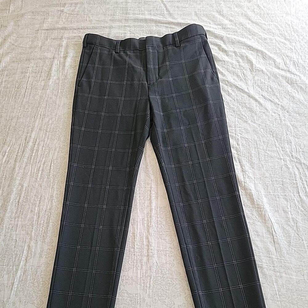 H&M Wide Window Pane Dress Slacks Skinny Fit Size Us 29 Black Workwear Business